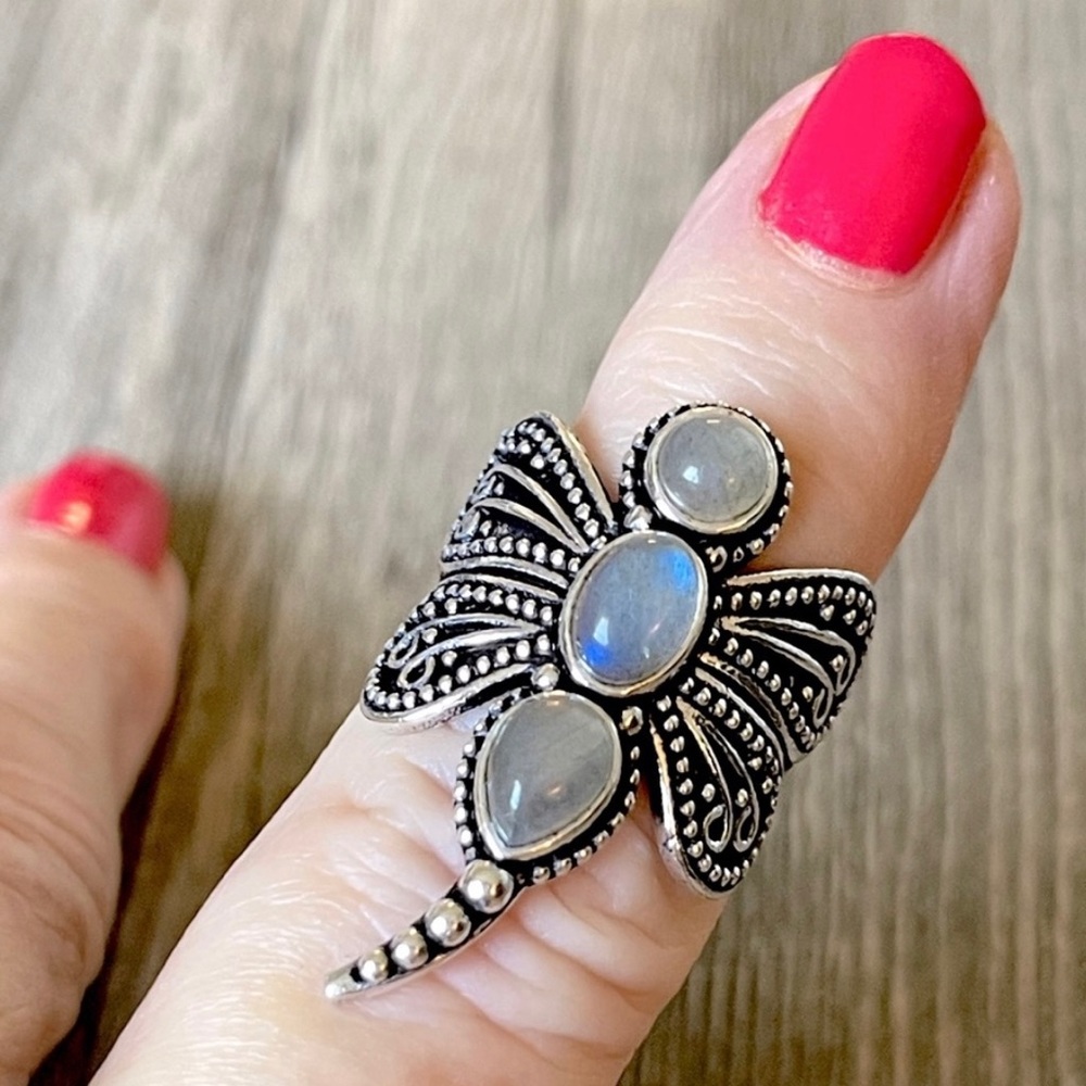 Moonstone Dragonfly Ring - Picture 3 of 6